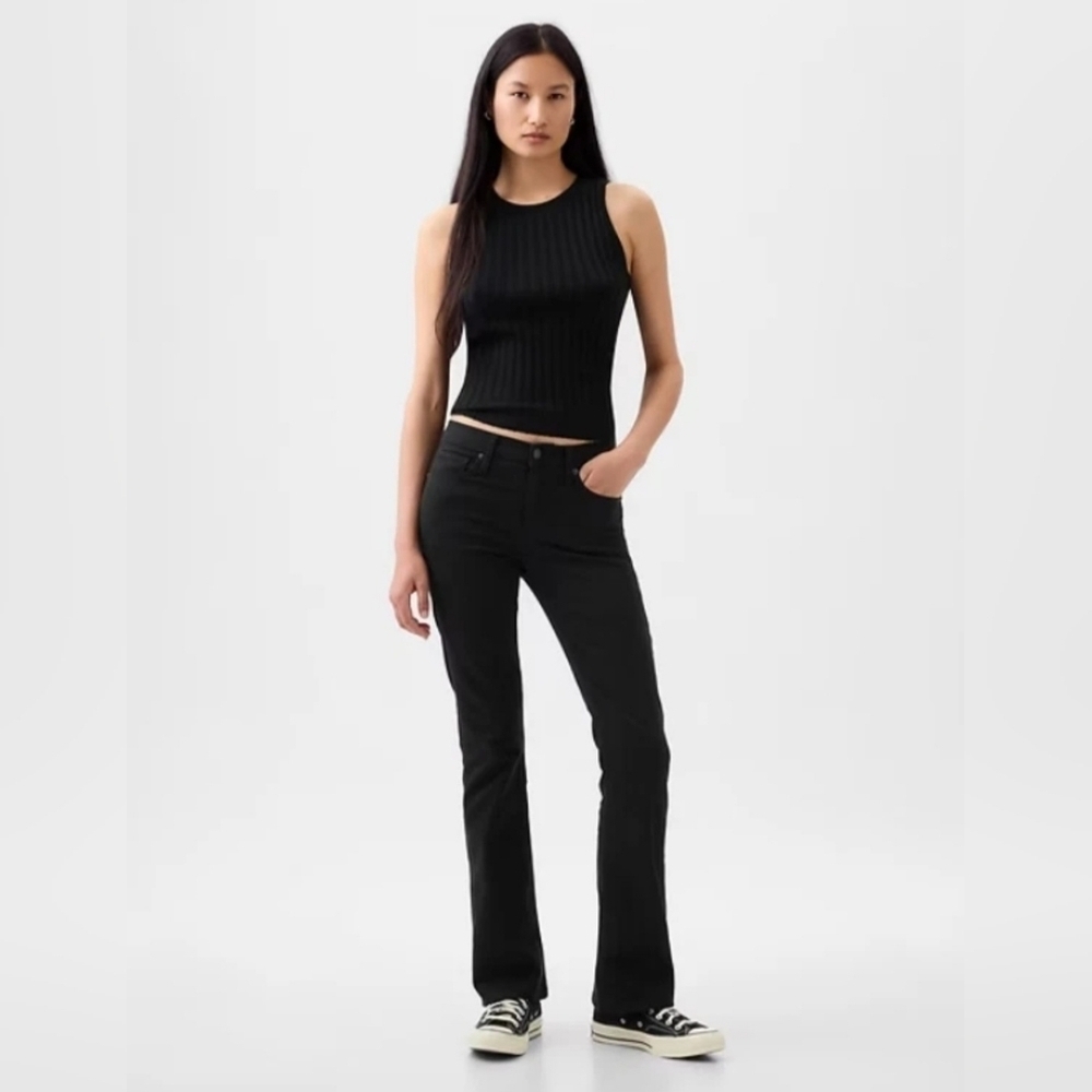 GAP Mid Rise Bootcut Jeans Stretch 30/10 PETITE Black NWT RT$80 Biker Boho Work